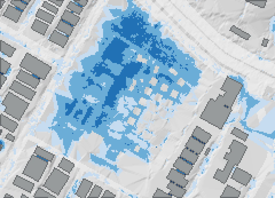 Modelled flooding without works